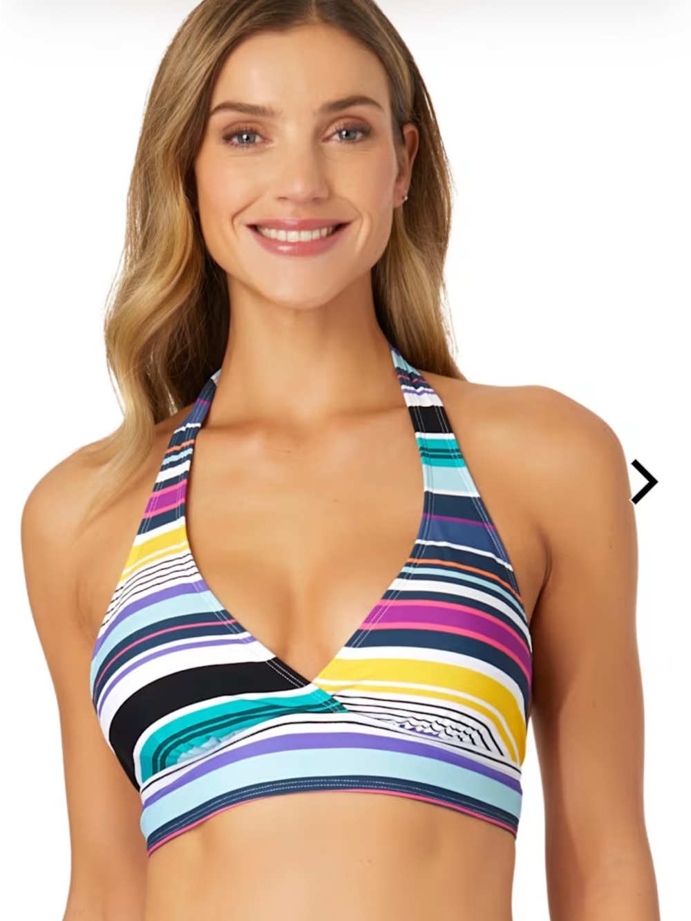 Anne Cole Multi-Color Striped Halter Bikini Top